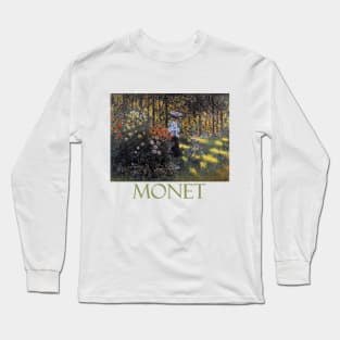 Woman with a Parasol in a Garden in Argenteuil by Claude Monet Long Sleeve T-Shirt